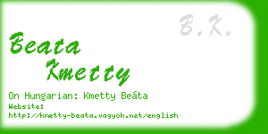 beata kmetty business card