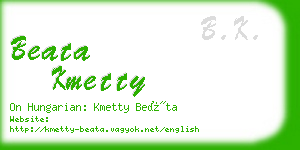 beata kmetty business card